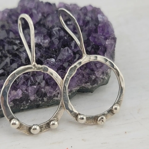 STERLING SILVER DANGLING EARRINGS HANDMADE - Picture 2 of 5